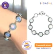 Bratara 7 pietre Opal, piatra rotunda alb albastru, incuietoare toggle reglabila