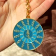 Breloc 28 silabe Hum, amuleta de protecție, metal albastru