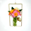 Vază decorativă dreptunghiulară, din metal și sticlă, decor perete