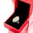 Inel Cristal de Stâncă, piatra mare 2.7 cm forma marquise, placat cu rodiu, reglabil