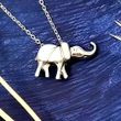 Colier elefant trompa in sus și piatra lunii, lantisor argintiu