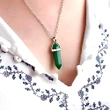 Pandantiv Jad verde, piatra armoniei, cristal natural hexagonal 34 mm dublu vârf 