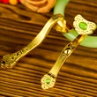 Sceptru Ru yi, amuleta Feng Shui pentru prosperitate financiara si ocuparea statutului dorit, metal 9.5cm auriu