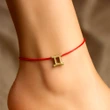 Bratari cu snur zodia Gemeni, semn zodiacal auriu, bratara picior sau mana circumferinta incheietura 17-32 cm reglabila, rosu