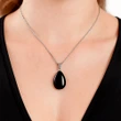 Pandantiv Onix, piatra siguranței și a încrederii, cristal natural oval negru 30 mm 