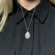 Pandantiv Selenit, piatra vindecătoare a relațiilor, cristal natural oval 25 mm