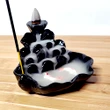 Fântână Pești, suport de aromaterapie cu 2 conuri backflow, ceramică 7.5 cm negru