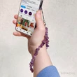 Charm pentru telefon piatra Ametist, brățară cristal natural mov