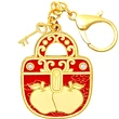 Breloc Lacăte ale Armoniei 2024, remediu feng shui pentru impacare, amuleta cu perechea de mere, metal calitate și zirconiu