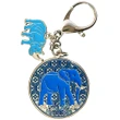Amuleta protectie accidente breloc rinocer si elefant, contra furturilor si infidelitatii, metal de calitate, albastru
