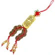Amuleta cu lingou cu ideograme de bogatie si monede Feng Shui, auriu cu snur rosu
