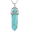 Pandantiv Turcoaz, piatra protecției în set cu lănțisor oțel inoxidabil, cristal natural hexagonal 34 mm dublu vârf verde