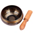 Bol Tibetan cantator, batut manual set cu ciocanel lemn si ceremonial pentru casa, metal 9.5 cm