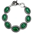 Brățară 7 pietre Malachit, piatră verde formă oval, toggle reglabilă