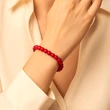 Set bratara pietrele Coral pe felicitare personalizata, piatra semipretioasa pentru eliberarea energiilor negative, elastica rosu