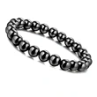 Set bratara Hematit cu felicitare personalizata, piatra protectie 6 mm, femei barbati elastica negru