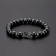 Bratara din piatra de Hematit cu mana Fatimei, talisman cu rol de protectie, elastica, 9 cm negru