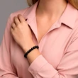 Set bratara Onix cu felicitare personalizata, amuleta pentru forta interioara, femei barbati, elastica neagra