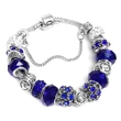 Bratara zodia Capricorn tip Pandora suflată cu argint cu strasuri montate în charmuri, inox solid de calitate albastru închis 19 cm