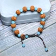 Bratara Rudraksha Amazonit, pietre naturale, reglabila unisex albastru