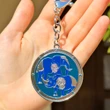 Breloc rinocer si elefant, amuleta protectie accidente, furturi si tradare, metal de calitate, albastru