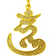 Breloc silaba Hum cu zirconiu, amuleta de alungare a relelor si dusmanilor, simbol de pace si fericire , auriu