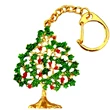Breloc copacul dorintelor, amuleta feng shui de prosperitate, metal calitate auriu cu verde 115 mm