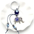 Breloc Nazar cu elefant, amuletă feng shui pentru protecție împotriva energiilor negative și prosperitate, metal solid argintiu 14 cm