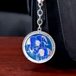 Breloc rinocer si elefant, amuleta protectie accidente, furturi si tradare, metal de calitate, albastru