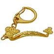 Breloc Ru Yi cu sceptrul puterii, amuletă feng shui pentru amplificarea autorității și funcțiilor de conducere, metal auriu 9.5 cm