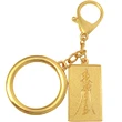 Breloc Tigru cu Luo Han, amuletă feng shui pentru bunăstare șii succes, metal auriu cu negru 10 cm