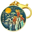 Breloc trei oi pe munte, amuletă feng shui 2023 pentru bogăție și dorințe, metal solid de calitate auriu