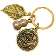 Breloc zodia Dragon cu Wu Lou, amuletă pentru sănătate și stabilității, metal solid auriu 6 cm
