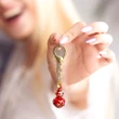 Breloc  Wu Lou, amuletă feng shui pentru sănătate și evitarea necazurilor, metal roșu 8.5 cm