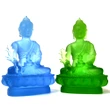 Buddha medicinei Albastru, statueta cristal tibetan Liuli k9, simbol de fericire, 130 mm