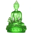 Set Buddha medicinei verde, staueta cristal glazurat Liuli k9 cu covoras antiderapant si periuta, simbol de prosperitate, 130 mm