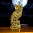 Bufnița feng shui, pentru cunoaștere și înțelepciune, rășină aurie 10 cm