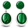 Cercei Malachit, piatră ovală dublă verde, tijă cu șurub 