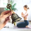 Clopot tibetan cu dublu dorje pentru energizare si curatare locuinta, metal auriu vintage 14,5 cm