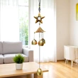 Clopot de vânt cu stea strălucitoare, 4 clopotei, simbol al ghidării și perfectiunii, 40 cm