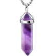 Pandantiv Ametist, piatra spiritualității, cristal natural hexagonal 34 mm dublu vârf violet