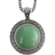 Colier aventurin, pandantiv cu lantisor tip tennis argintiu ajustabil, piatra rotund sau oval 3.5 cm verde