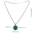 Colier Malachit rotund, pandantiv cu lantisor tip tennis argintiu ajustabil, piatra 3.5 cm verde