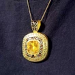 Colier Pecetea pământească, talisman Wish Granting pendant mantra, piatra citrin