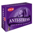Conuri parfumate Antistres, HEM profesional, 10 conuri (25g) aromaterapie, indeparteaza stresul, suport metalic inclus