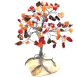 Copac cu pietre Coral, Carneol si Jasp, contra energiilor negative, suport piatra naturala, handmade 14 cm rosu