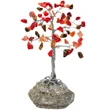 Copac cu pietre Coral, Carneol si Jasp, contra energiilor negative, suport piatra naturala, handmade 14 cm rosu