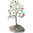 Copacei decorativi Aventurin si Carneol, pietre de protectie si noroc, copacel Feng Shui cristale pe suport piatra naturala, 14 cm verde cu rosu