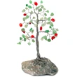 Copac cu cristale Aventurin si Carneol, pietre de prosperitate, suport piatra naturala, handmade 14 cm verde cu rosu