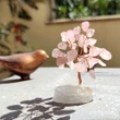 Copacei decorativi Cuart Roz, piatra iubirii pure, cristale naturale si suport pietre semipretioase, 8 cm